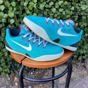 2014 NIKE KOBE 9 EM GS LOW "DUSTY CACTUS TEAL" BLACK WHITE RED